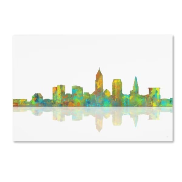 Marlene Watson 'Cleveland Ohio Skyline' Canvas Art, 16x24, Trademark Fine Art, Mfr#: MW0081-C1624GG